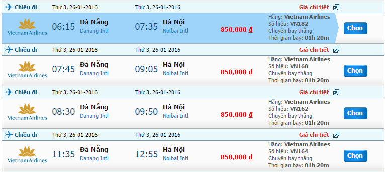 Đà Nẵng - Hà Nội của Vietnam Airlines