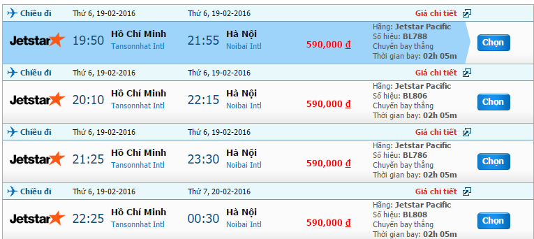 Tin tức giá vé tham khảo hãng JetStar tới Hà Nội tháng 2/2016