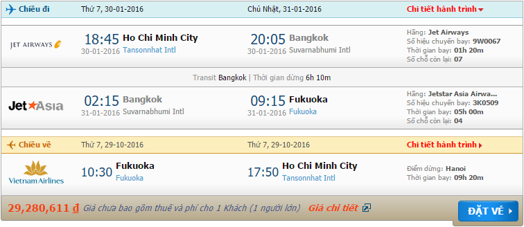 Vé máy bay Jet Airways đi Fukuoka