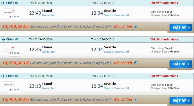 vé máy bay Delta Airlines từ Hà Nội đi Seattle