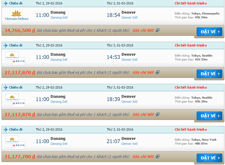 vé máy bay từ Đà Nẵng đi Denver
