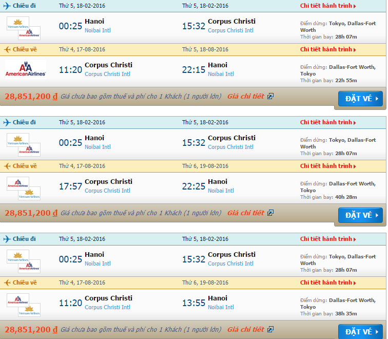 vé máy bay Vietnam Airlines đi Corpus Christi